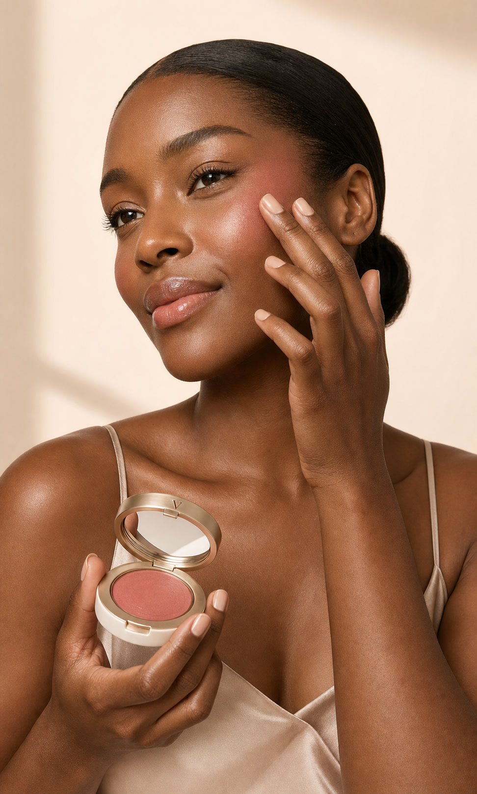 Model applying VELVA Cloud Cream Blush